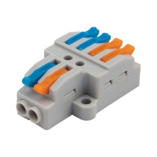 Разветвительная клемма СМК 2x2 2 полюса с монтажной площадкой 1 ввод 2 вывода (5 шт/уп) Rexant (07-5235-05)